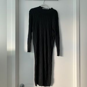 Prologue black ribbed sweater mock neck dress NEW